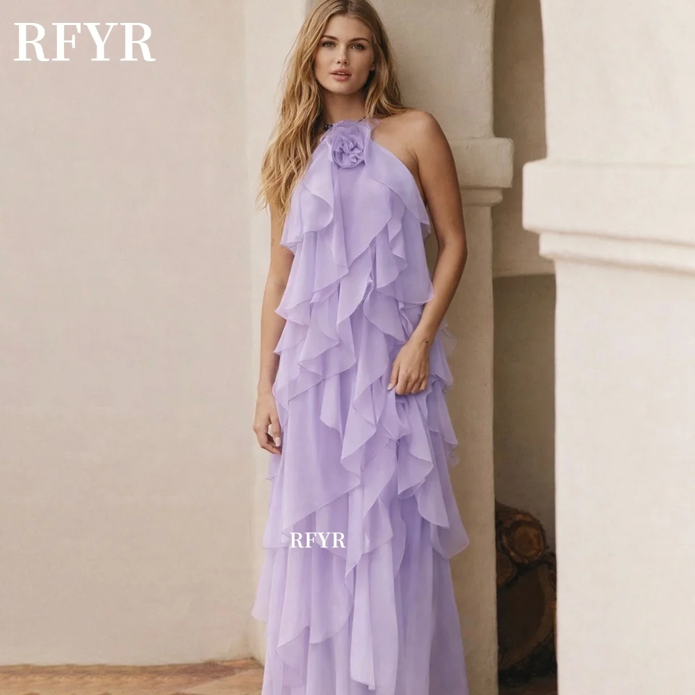 RFYR Halter Prom Dress with Layers 3D Flower Party Dress Lavender Evening Dress Celebrity Dress vestidos de fiesta Customized
RFYR Halter Prom Dress with Layers 3D Flower Party Dress Lavender Evening Dress Celebrity Dress vestidos de fiesta Customized