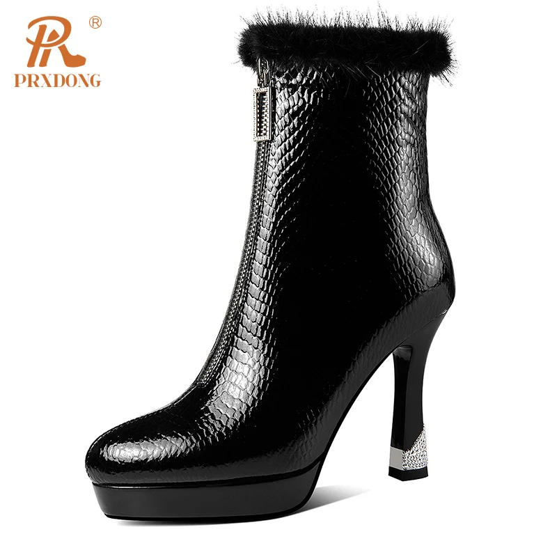 PRXDONG New Elegant Genuine Leather High Heels Shoes Woman Ankle Boots Autumn Winter Warm Shoes Black Red Dress Party Wedding 39
PRXDONG New Elegant Genuine Leather High Heels Shoes Woman Ankle Boots Autumn Winter Warm Shoes Black Red Dress Party Wedding 39
