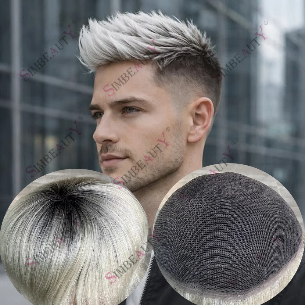 Black Roots 1bT60r# 1bT613# Ombre Platinum Blonde Men's Wig Light Blond Grey Human Hair System Durable Full Swiss Lace HumanHair
Black Roots 1bT60r# 1bT613# Ombre Platinum Blonde Men's Wig Light Blond Grey Human Hair System Durable Full Swiss Lace HumanHair