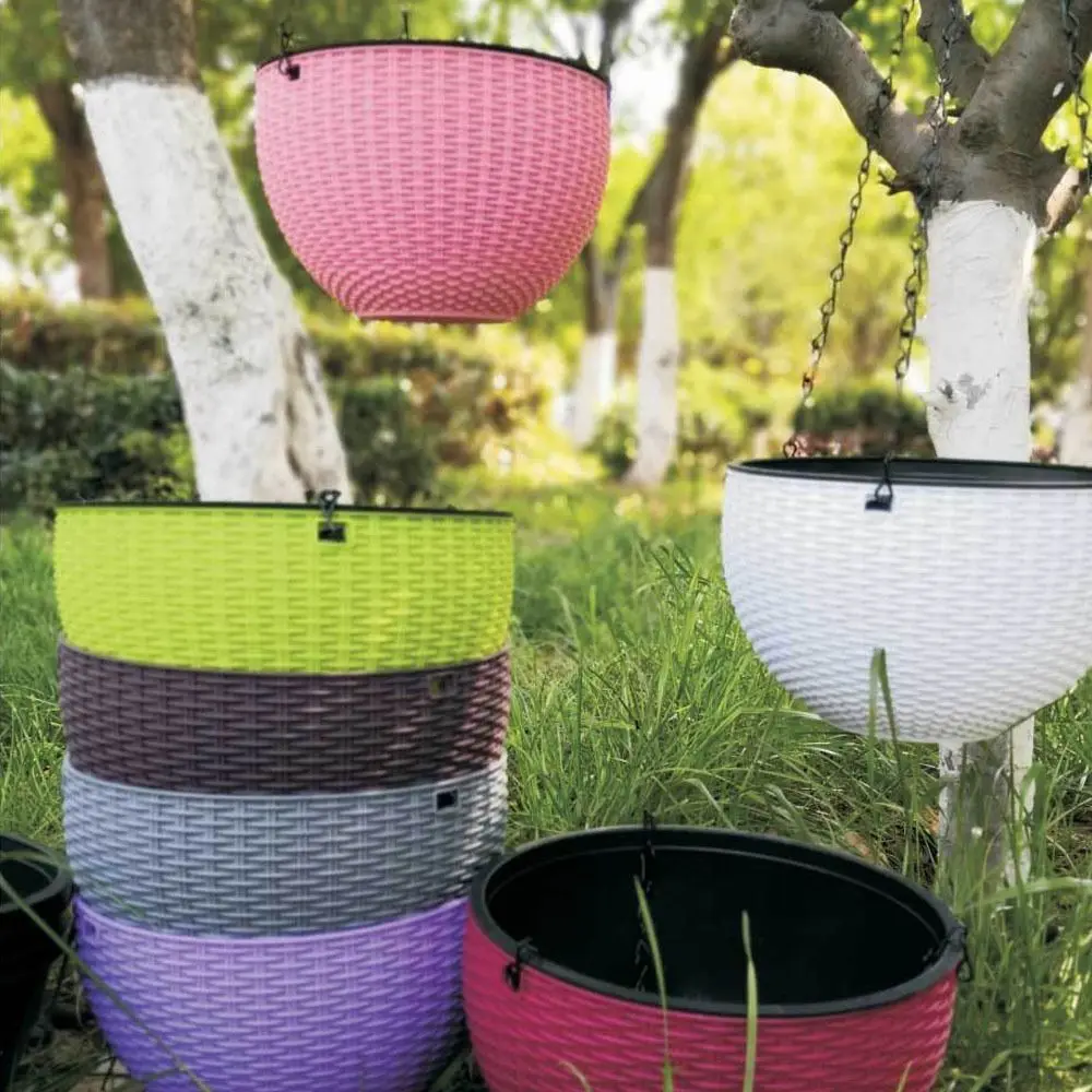Garden Decoration Plastic Woven Plaited Baskets with Chain Home Decor Houseplant Flowerpot Round Hanging Baskets Balcony
Garden Decoration Plastic Woven Plaited Baskets with Chain Home Decor Houseplant Flowerpot Round Hanging Baskets Balcony