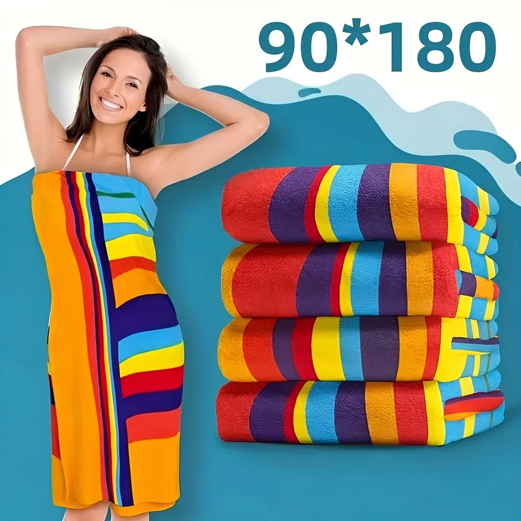 90*180 large size microfiber striped beach towel travel seaside soft thick absorbent adult large towel
90*180 large size microfiber striped beach towel travel seaside soft thick absorbent adult large towel