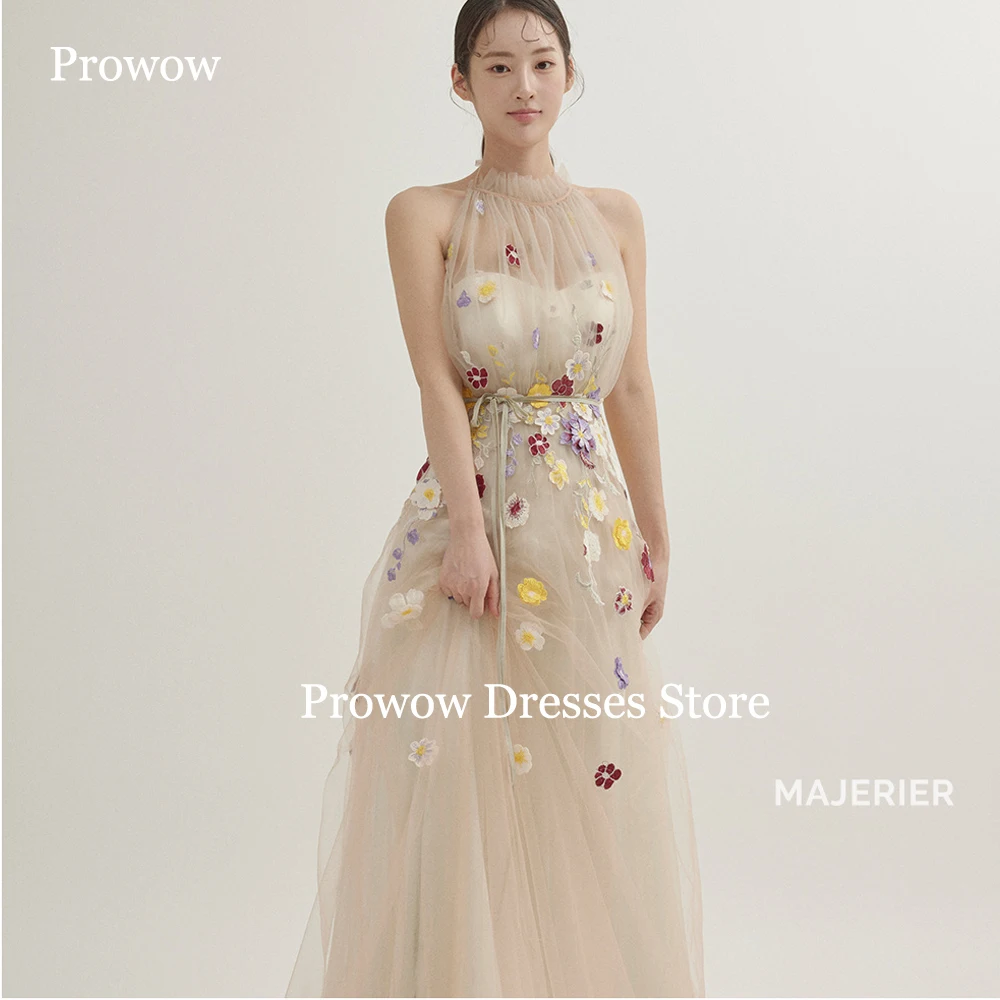 Prowow Fairy Floral Halter Wedding Dresses Korea Photoshoot Sleeveless Floor Length Bridal Gowns Pleats Lace Tulle Customized
Prowow Fairy Floral Halter Wedding Dresses Korea Photoshoot Sleeveless Floor Length Bridal Gowns Pleats Lace Tulle Customized