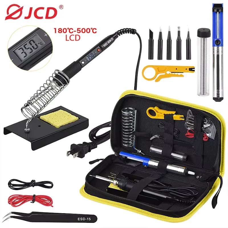 JCD 908S Electric Soldering iron 80W Adjustable Temperature LCD Digital Display Solder Iron Household Welding Repair Tool
JCD 908S Electric Soldering iron 80W Adjustable Temperature LCD Digital Display Solder Iron Household Welding Repair Tool