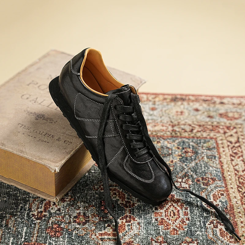 Handmade Genuine Leather Women Sneakers Flat Casual Shoes for Round Toe Walking Shoes Skate Shoes Lace-up German Trainer Shoes
Handmade Genuine Leather Women Sneakers Flat Casual Shoes for Round Toe Walking Shoes Skate Shoes Lace-up German Trainer Shoes