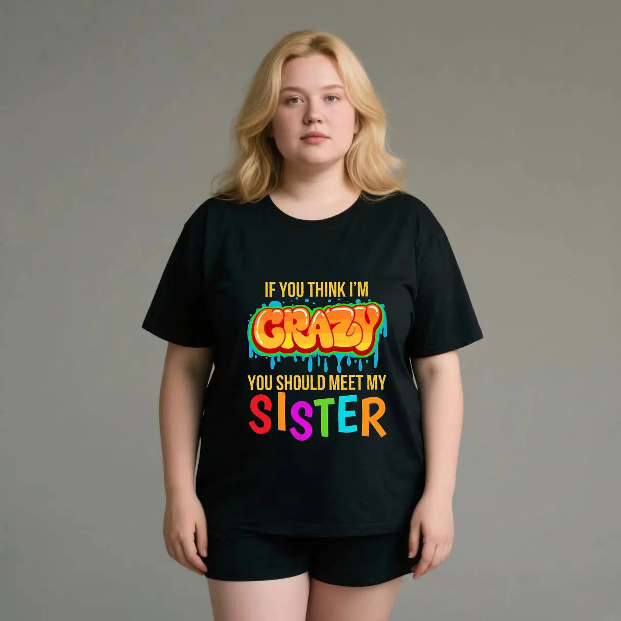 Advanced sensory communication, interior and exterior wear plus size Ladies' casual short sleeved T-shirt black
Advanced sensory communication, interior and exterior wear plus size Ladies' casual short sleeved T-shirt black