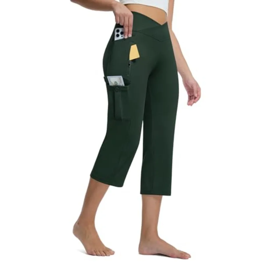 Casei Women's Capris with 5 Pockets, High Waisted Non-Slip Crossover Cargo Yoga Pants, 21" Straight Leg Workout Crop Trousers
Casei Women's Capris with 5 Pockets, High Waisted Non-Slip Crossover Cargo Yoga Pants, 21" Straight Leg Workout Crop Trousers