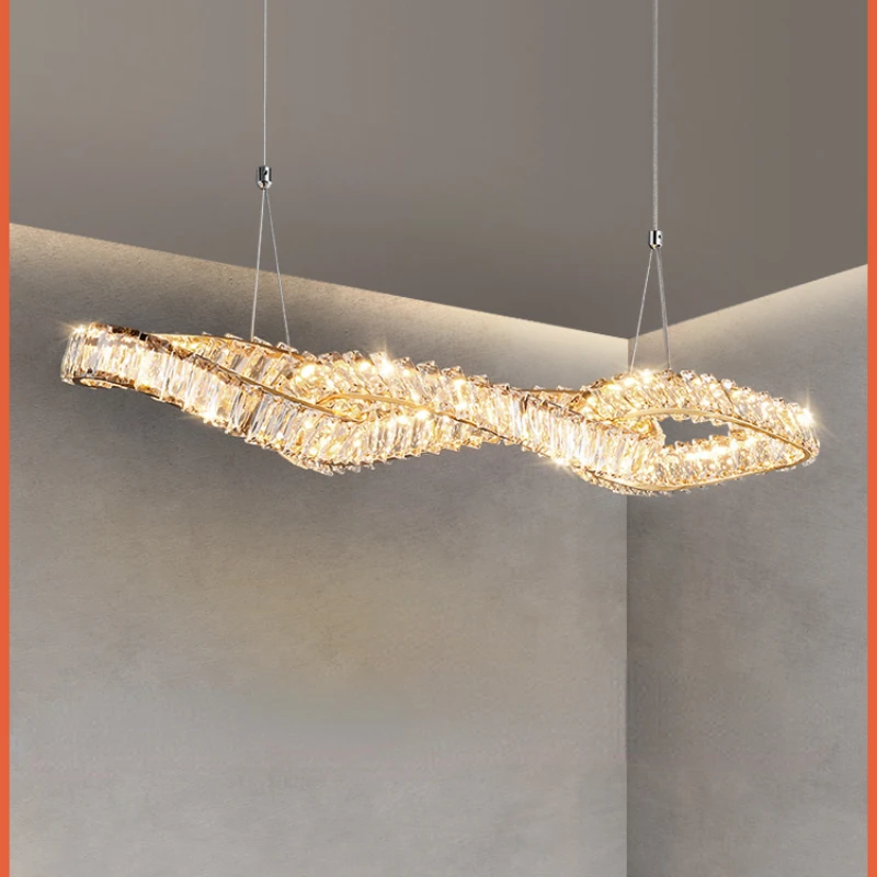 Dining Room Luxury Crystal Lustre Dimmable Pendant Lights Plated Gold Metal Irregular Hanging Lamp Led Deco Suspend Light
Dining Room Luxury Crystal Lustre Dimmable Pendant Lights Plated Gold Metal Irregular Hanging Lamp Led Deco Suspend Light