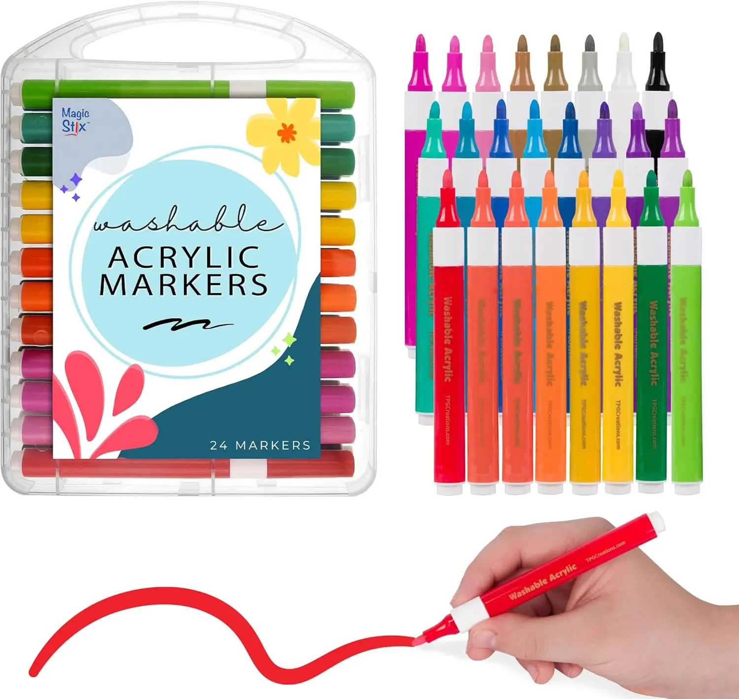 24 Washable Acrylic Markers for Kids & Teens, Non-Toxic, Vibrant Colors, Easy Cleanup, Perfect for Crafts & DIY Projects
24 Washable Acrylic Markers for Kids & Teens, Non-Toxic, Vibrant Colors, Easy Cleanup, Perfect for Crafts & DIY Projects