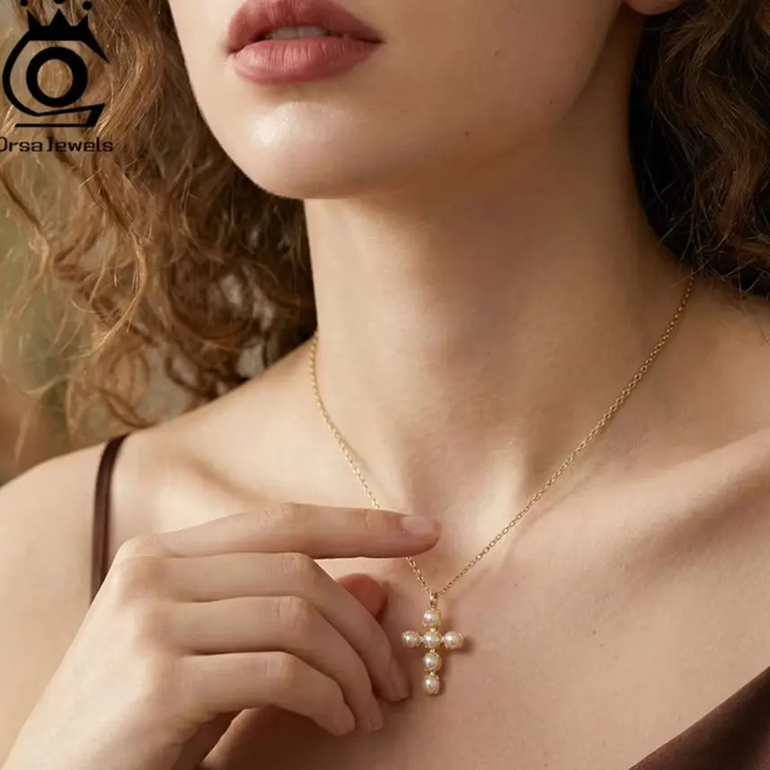 ORSA JEWELS Retro Pearl Cross Pendant Necklace 925 Sterling Silver Fashion Pearls Jewelry for Women Wedding Party Banquet GPN109
ORSA JEWELS Retro Pearl Cross Pendant Necklace 925 Sterling Silver Fashion Pearls Jewelry for Women Wedding Party Banquet GPN109