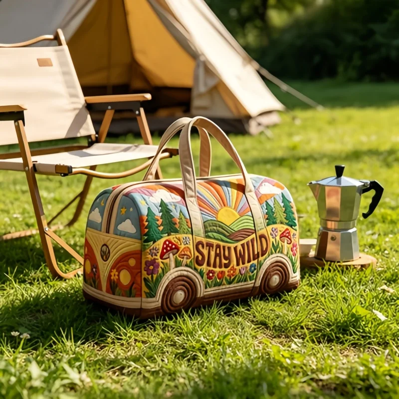 1pc Retro 70s Hippie Travel Bag, 3D Quilted Camper Van Duffle Bag, Bohemian Floral Mushroom Weekender Bag for Women
1pc Retro 70s Hippie Travel Bag, 3D Quilted Camper Van Duffle Bag, Bohemian Floral Mushroom Weekender Bag for Women