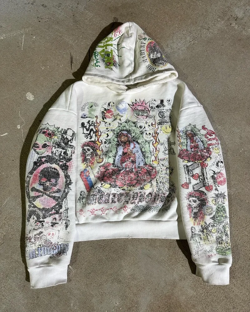 Gothic Pattern Pullover Y2k Harajuku Retro Style Fashion Exquisite Printing Men Women Clothes Loose Casual Hoodie Streetwear New
Gothic Pattern Pullover Y2k Harajuku Retro Style Fashion Exquisite Printing Men Women Clothes Loose Casual Hoodie Streetwear New