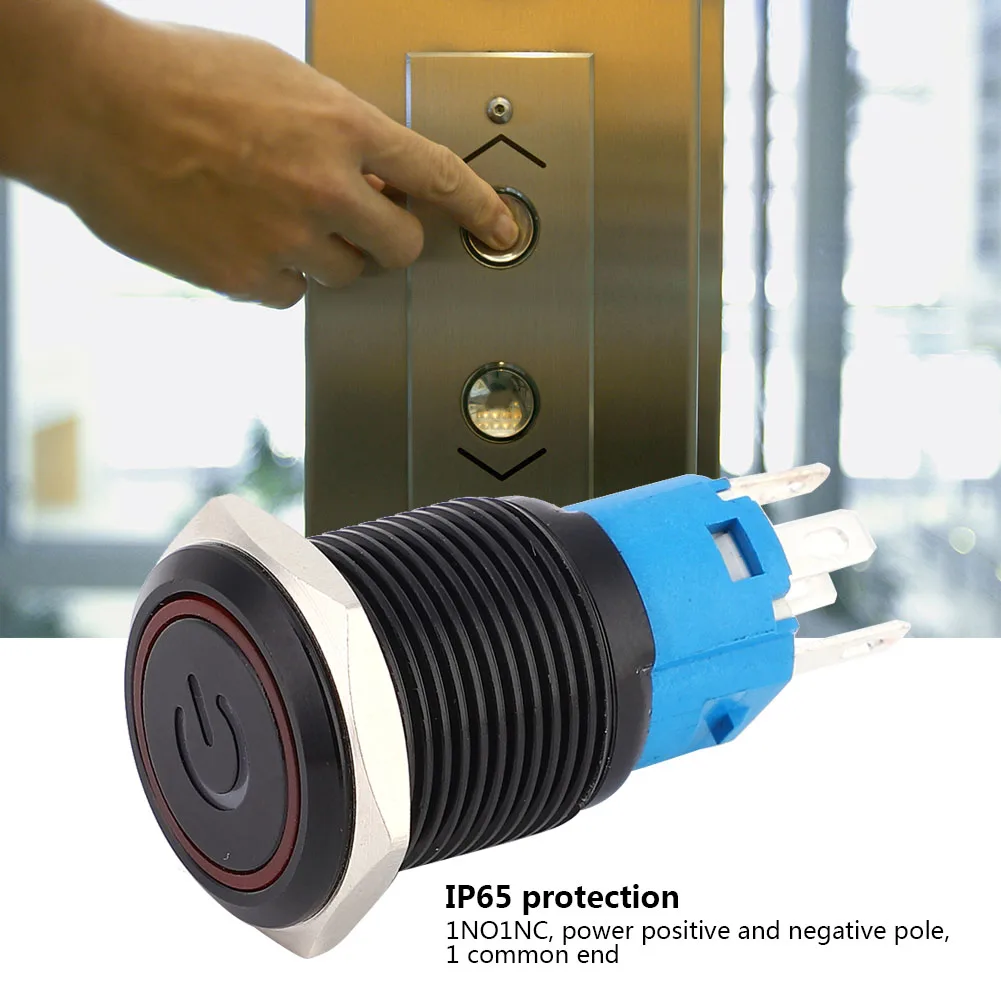 16mm Metal Self Locking Push Button Switch IP65 Waterproof with LED Lamp and Symbol for Industrial Control Panel and Machinery
16mm Metal Self Locking Push Button Switch IP65 Waterproof with LED Lamp and Symbol for Industrial Control Panel and Machinery
