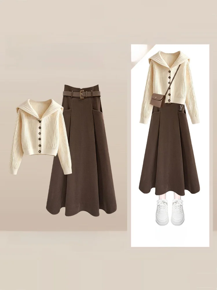 Вязаный свитер в стиле ретро с высокой талией, кардиган на одной пуговице, пальто, осенне-зимний комплект кофейной юбки для женщин, повседневный ансамбль Faion
Вязаный свитер в стиле ретро с высокой талией, кардиган на одной пуговице, пальто, осенне-зимний комплект кофейной юбки для женщин, повседневный ансамбль Faion
