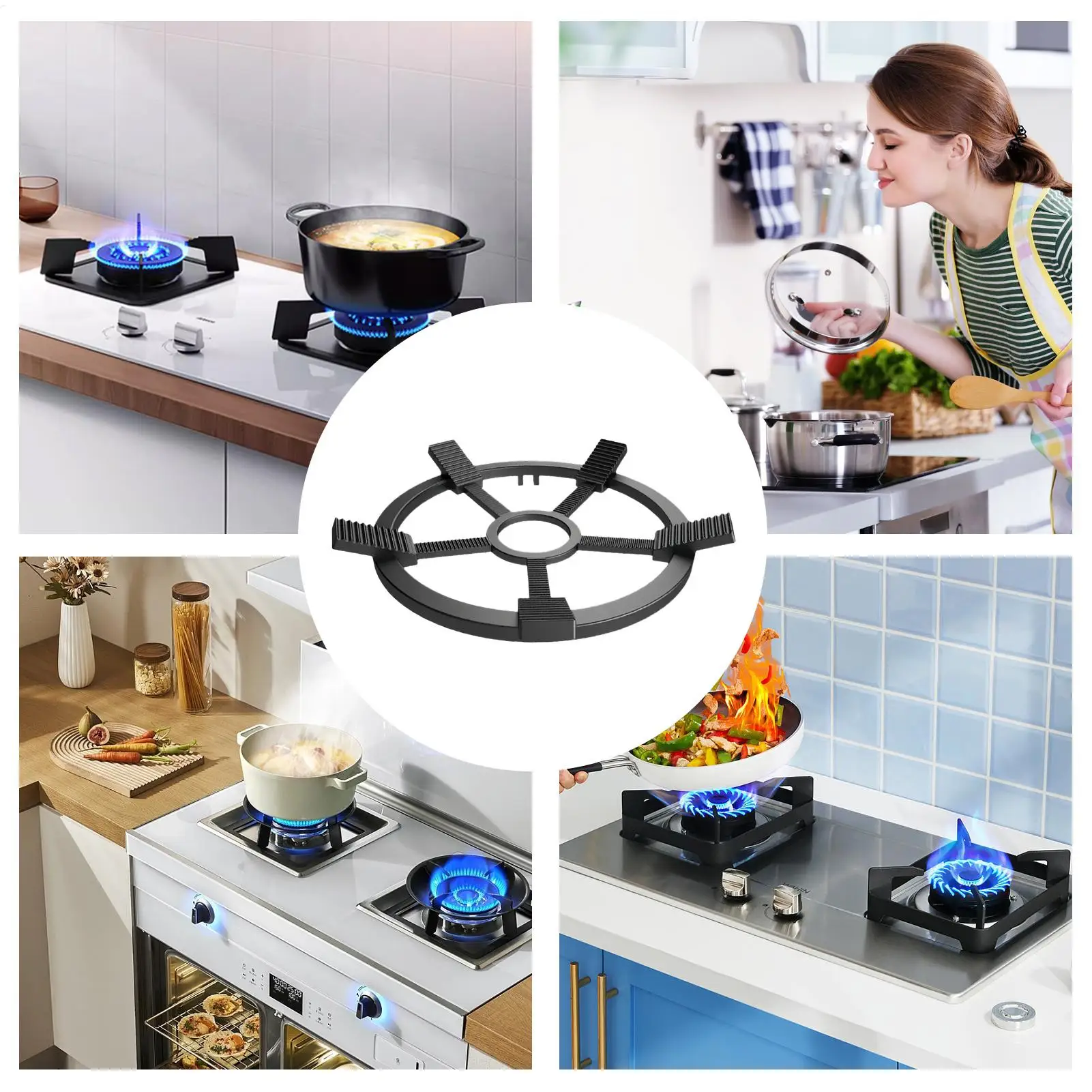 Подставка для плиты с кольцом и нескользящими когтями, подставка для кастрюль для кухни, ресторана, приготовления пищи, кемпинга, ежедневной еды, вечеринки
Подставка для плиты с кольцом и нескользящими когтями, подставка для кастрюль для кухни, ресторана, приготовления пищи, кемпинга, ежедневной еды, вечеринки