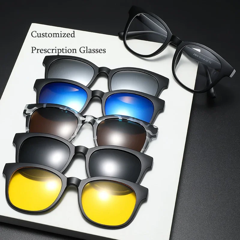 6 In 1 Customize Prescription Glasses Men Women Anti-Blue Light Myopia Hyperopia With 5 PCS Clip On Polarized Sunglasses
6 In 1 Customize Prescription Glasses Men Women Anti-Blue Light Myopia Hyperopia With 5 PCS Clip On Polarized Sunglasses