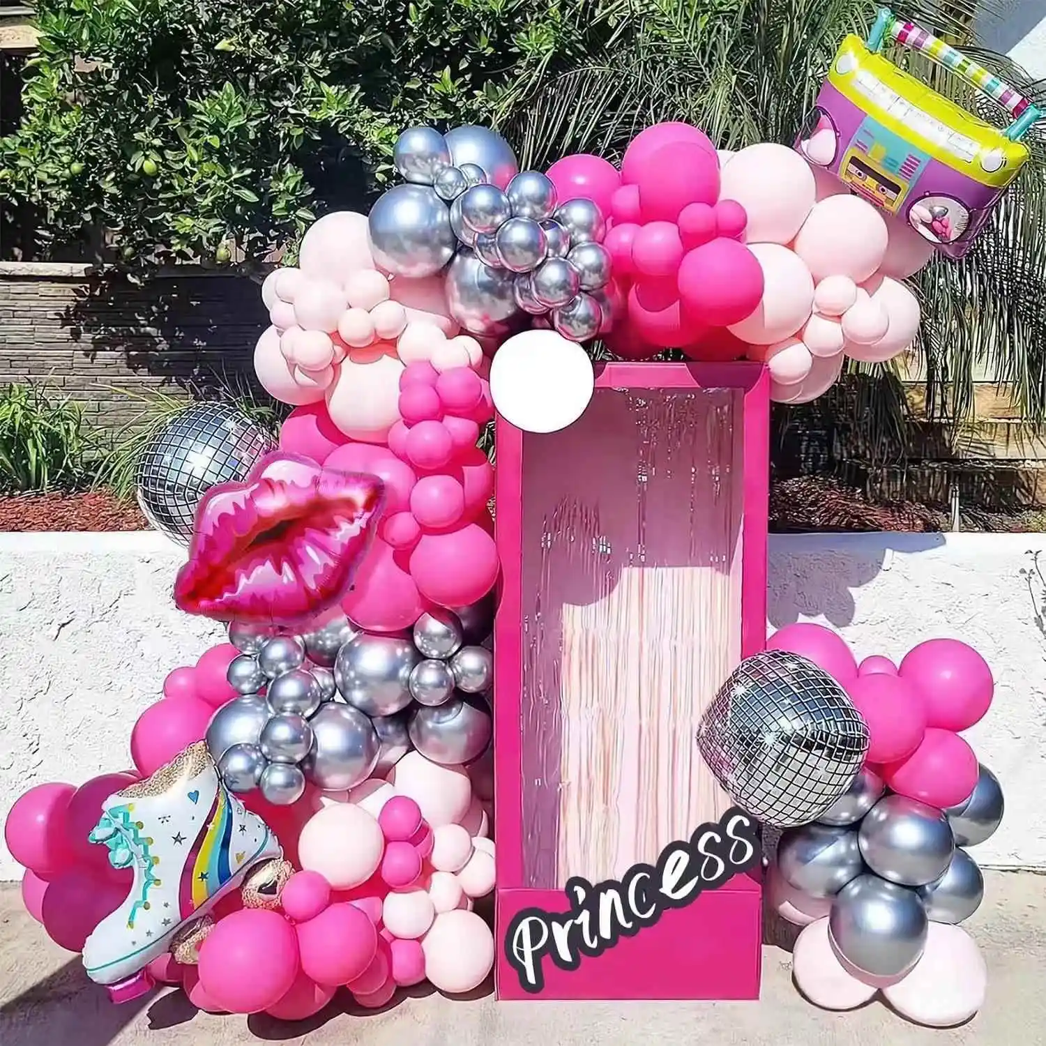 Birthday Girl Party Balloon Arch Set Pink Theme Disco Ball Lipstick Red Balloons for 80 90s Celebration
Birthday Girl Party Balloon Arch Set Pink Theme Disco Ball Lipstick Red Balloons for 80 90s Celebration