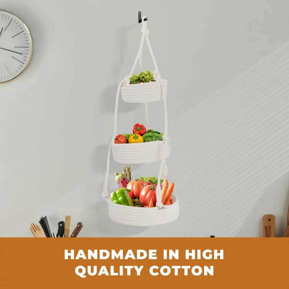 Easy to Assemble Hanging Basket Handmade Woven 3-tier Kitchen Hanging Basket for Fruit Vegetable Organization Great for Bedroom
Easy to Assemble Hanging Basket Handmade Woven 3-tier Kitchen Hanging Basket for Fruit Vegetable Organization Great for Bedroom
