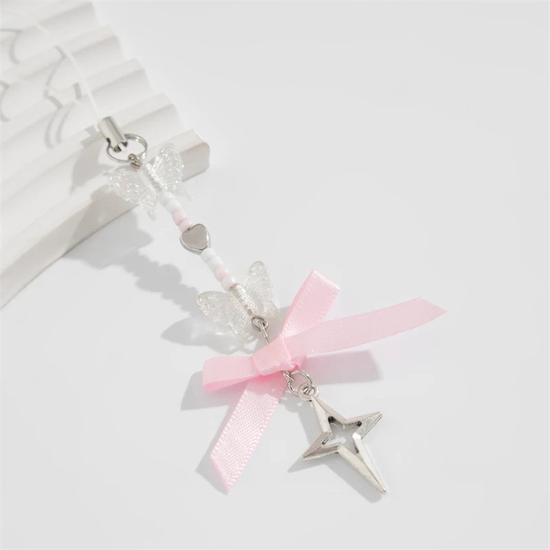 Simple Transparent Butterfly Mobile Phone Chain Pink Ribbon Bow Hollow Star Pendant Bag Keychain Key Accessories
Simple Transparent Butterfly Mobile Phone Chain Pink Ribbon Bow Hollow Star Pendant Bag Keychain Key Accessories