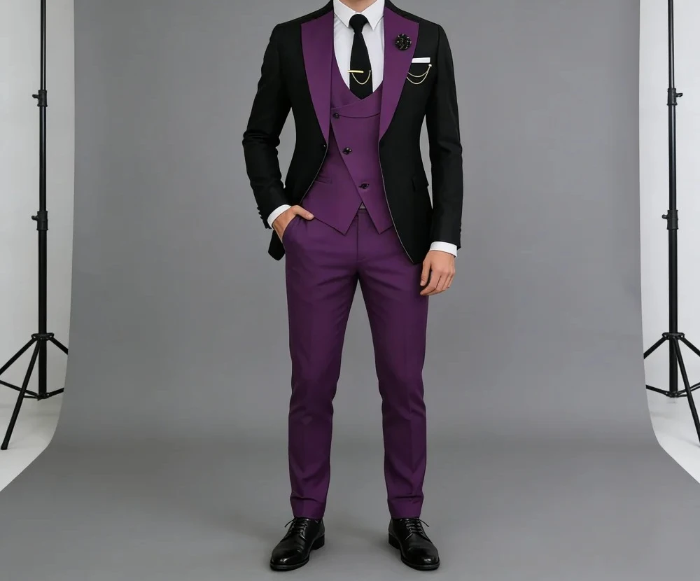 Purple Pinstripe Single Breasted Suit for Men Evening Party Formal Best Man Suit Set Classic Jacket Vest Pants Wedding Suits
Purple Pinstripe Single Breasted Suit for Men Evening Party Formal Best Man Suit Set Classic Jacket Vest Pants Wedding Suits
