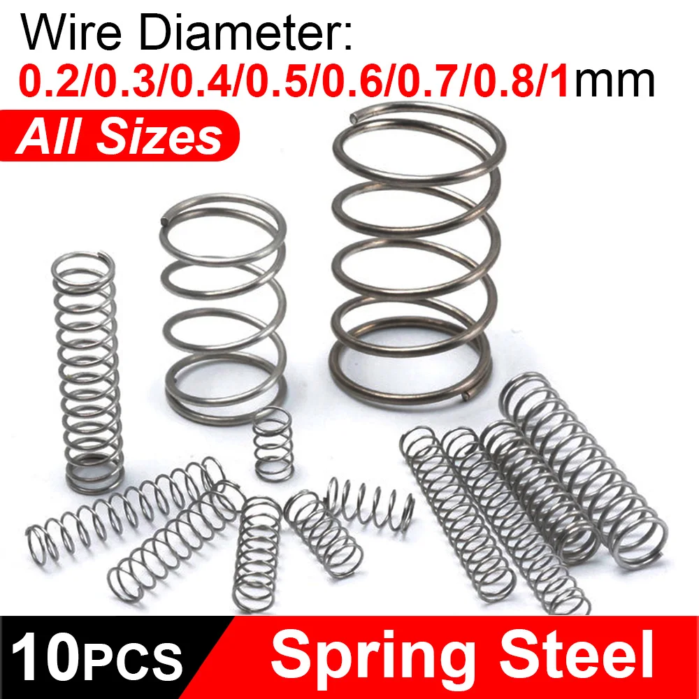 10Pcs/Lot Spring Steel Compression Springs Wire Dia 0.2/0.3/0.4/0.5/0.6/0.7/0.8/1.0mm Load Bearing Spring Hardware Accessories
10Pcs/Lot Spring Steel Compression Springs Wire Dia 0.2/0.3/0.4/0.5/0.6/0.7/0.8/1.0mm Load Bearing Spring Hardware Accessories