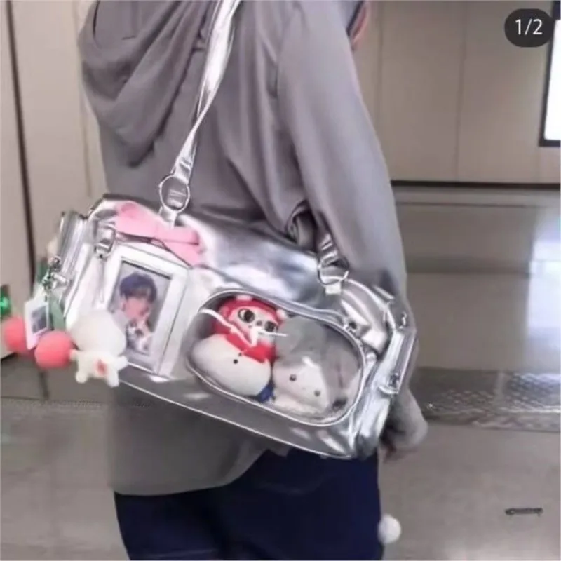 JIAERDI Womens Versatile Double-Sided Pocket Silver Itabag Transparent Casual Pain Bag Harajuku Aesthetic Shoulder Bag for Girls
JIAERDI Womens Versatile Double-Sided Pocket Silver Itabag Transparent Casual Pain Bag Harajuku Aesthetic Shoulder Bag for Girls