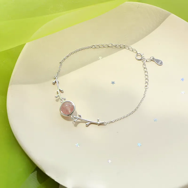 925 Sterling Silver Cute Pink Round Beads Foliage Bracelet Korean Version Fashionable Exquisite High End Jewelry Gift for Women
925 Sterling Silver Cute Pink Round Beads Foliage Bracelet Korean Version Fashionable Exquisite High End Jewelry Gift for Women