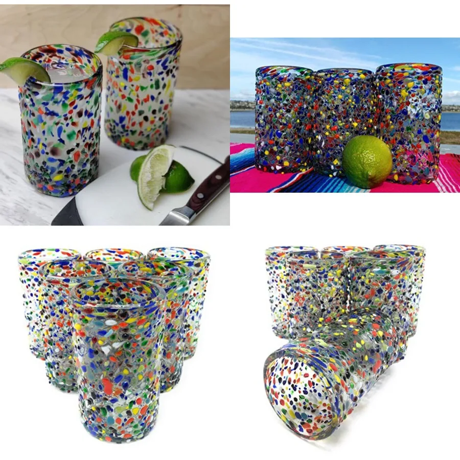Hand Blown Mexican Drinking Glasses - Set of 6 Confetti Rock Design Glasses 14 oz each
Hand Blown Mexican Drinking Glasses - Set of 6 Confetti Rock Design Glasses 14 oz each