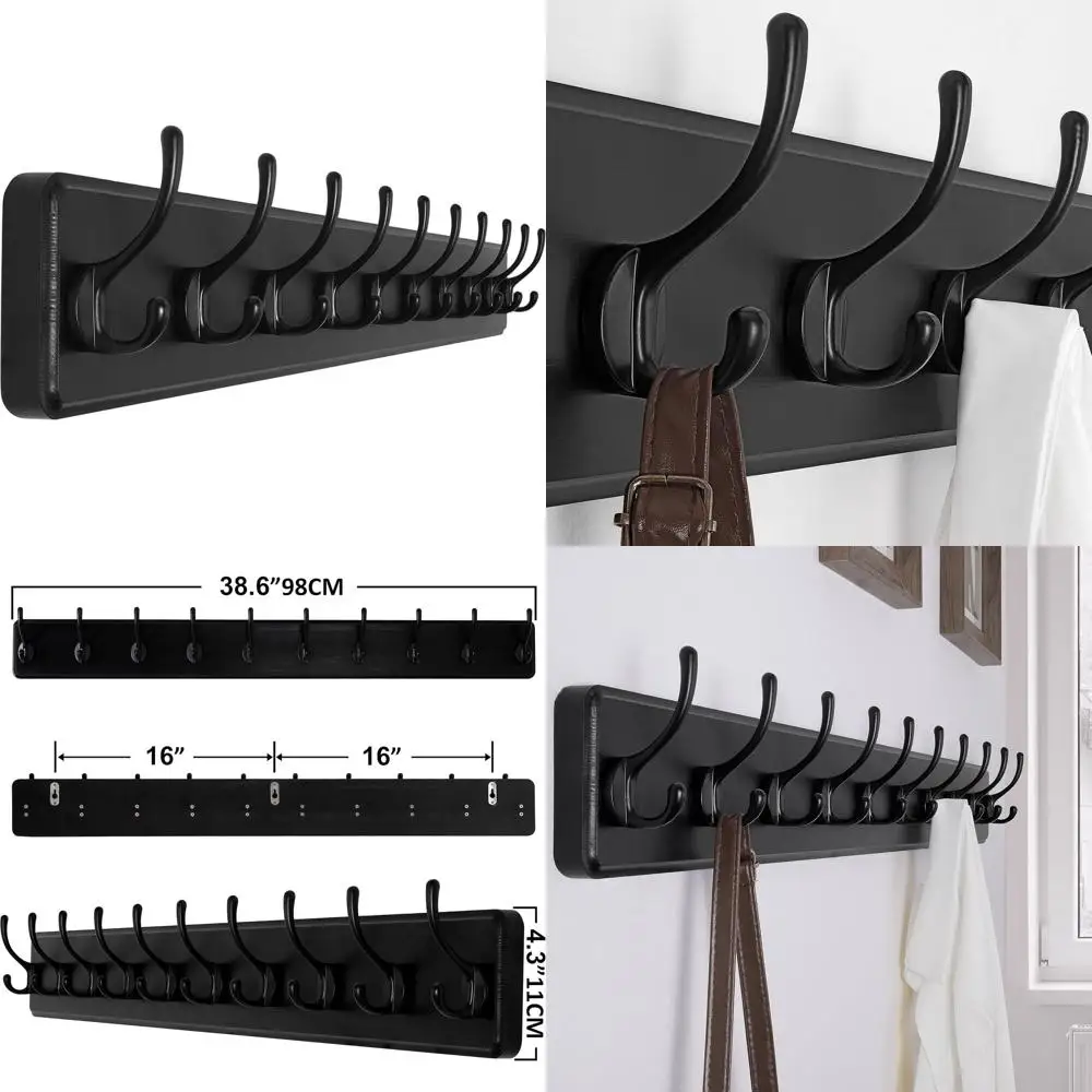 Настенная вешалка из соснового дерева с 10 крючками для одежды, рюкзаков и пальто - длина 38,6 см
Настенная вешалка из соснового дерева с 10 крючками для одежды, рюкзаков и пальто - длина 38,6 см