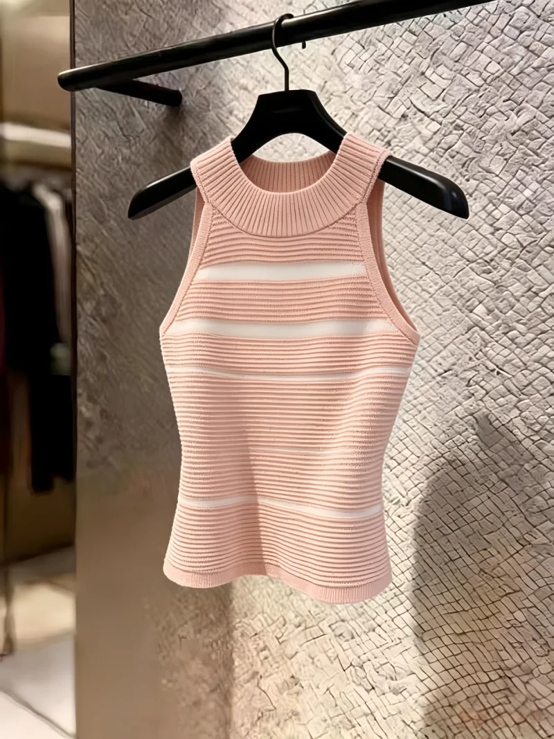 Slim Fit Knitted Vest Women's Summer New Style Sweet And Spicy Girl Hollow out Stripe Neck Hanging Knitted Vest Korean Version
Slim Fit Knitted Vest Women's Summer New Style Sweet And Spicy Girl Hollow out Stripe Neck Hanging Knitted Vest Korean Version