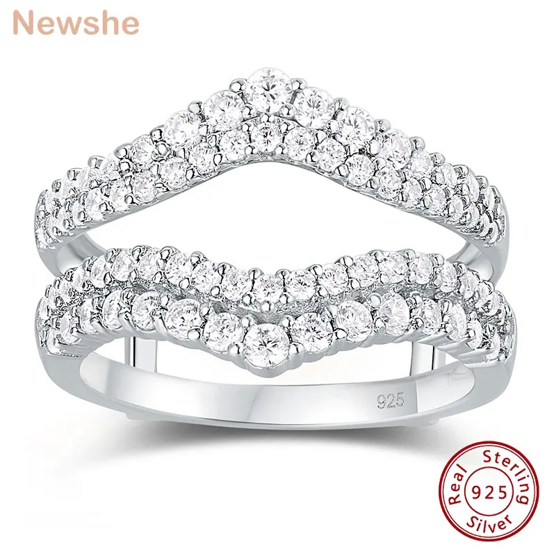 Newshe 925 Sterling Silver Rings Enhancer Adjustable Wedding Band for Women Curved Wish Ring Set AAAAA CZ Jewelry
Newshe 925 Sterling Silver Rings Enhancer Adjustable Wedding Band for Women Curved Wish Ring Set AAAAA CZ Jewelry