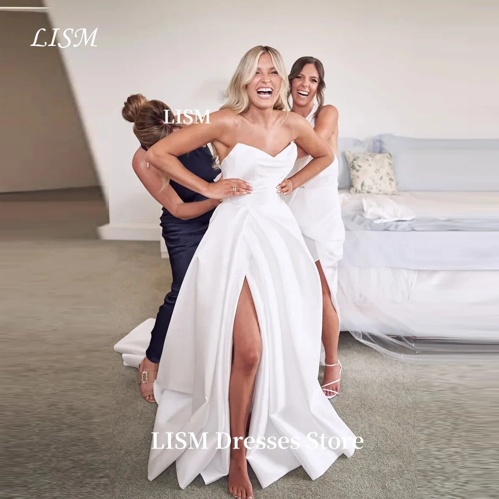LISM Sweetheart A-Line Simple Wedding Dresses Strapless Long Silk Taffeta Elegant Bridal Dresses Customized Corsets Back
LISM Sweetheart A-Line Simple Wedding Dresses Strapless Long Silk Taffeta Elegant Bridal Dresses Customized Corsets Back