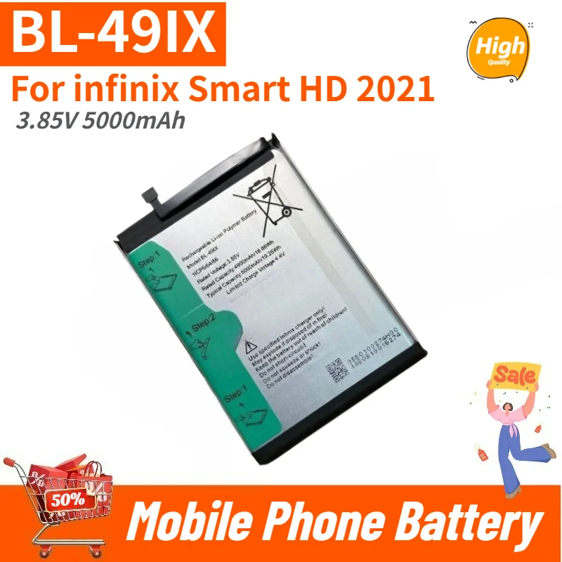 BL-49IX High Quality Phone Battery 3.85V 5000mAh For infinix Smart HD 2021 Brand New Replacement Battery
BL-49IX High Quality Phone Battery 3.85V 5000mAh For infinix Smart HD 2021 Brand New Replacement Battery