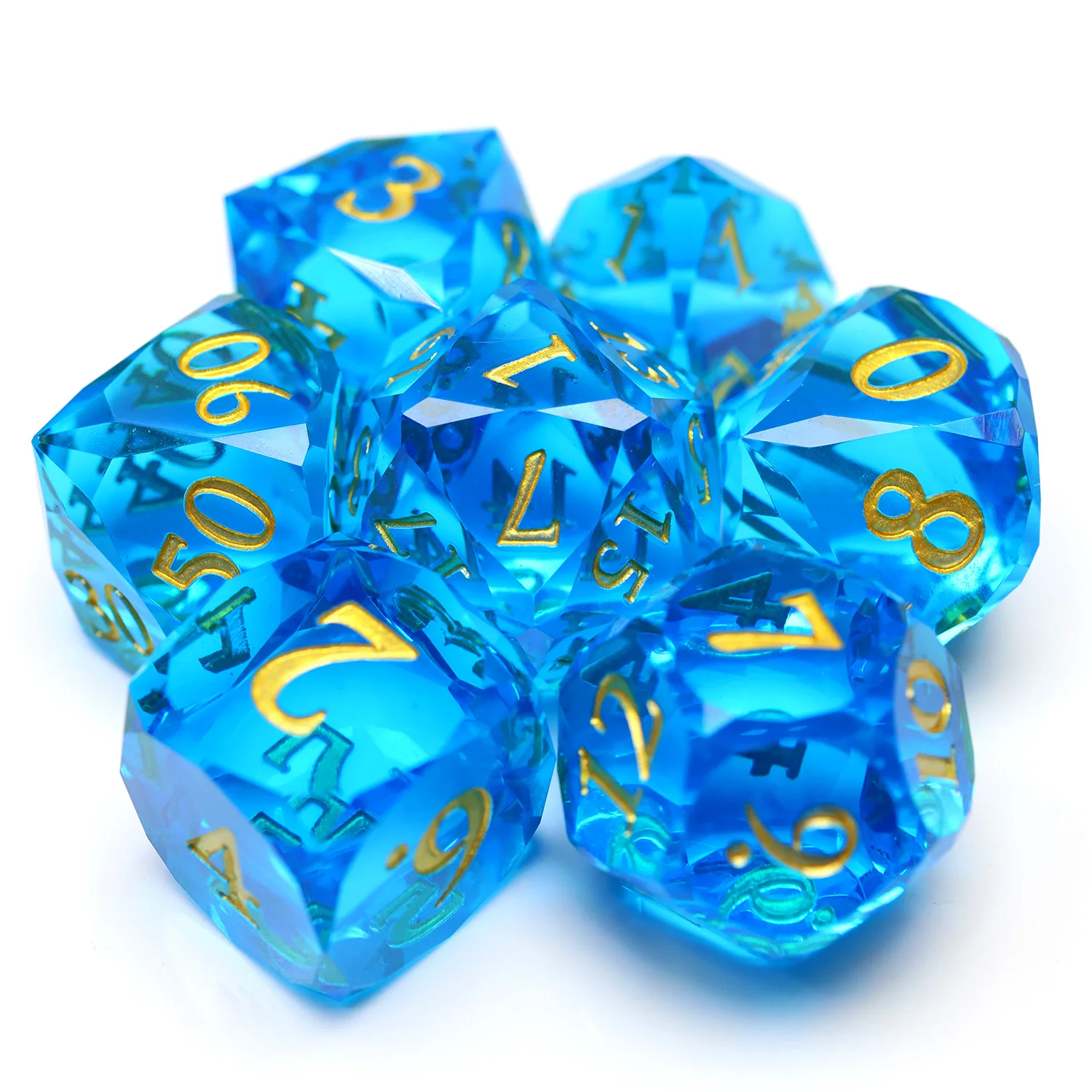 Handmade Resin DND Dice Set,Blue Color With Gold Ink for Board Games-RD Light Blue
Handmade Resin DND Dice Set,Blue Color With Gold Ink for Board Games-RD Light Blue