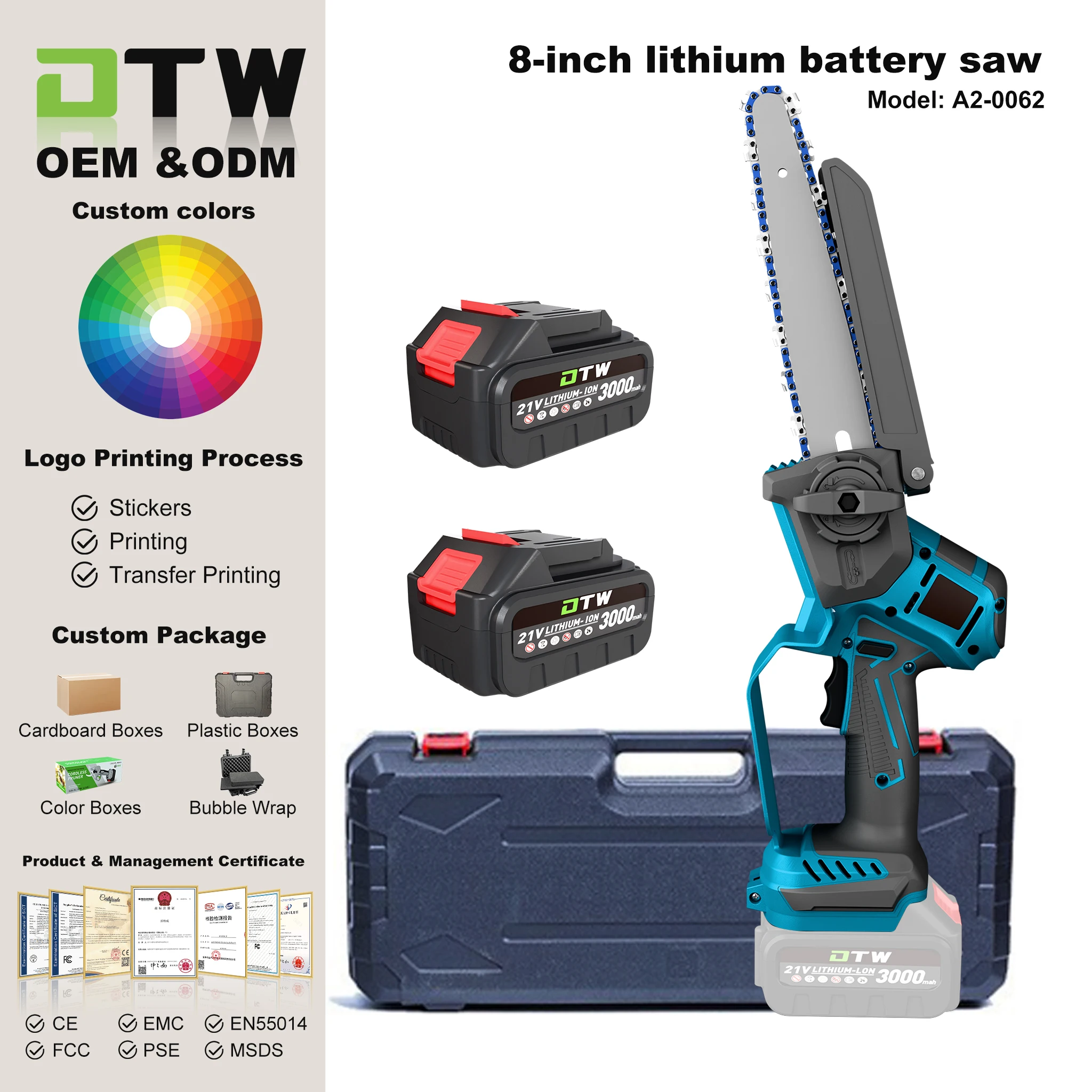 DTWA2-0062 8-Inch Lightweight Cordless Chainsaw Portable Electric Chainsaw with Safety Guard for Tree Cutting, Wood
DTWA2-0062 8-Inch Lightweight Cordless Chainsaw Portable Electric Chainsaw with Safety Guard for Tree Cutting, Wood