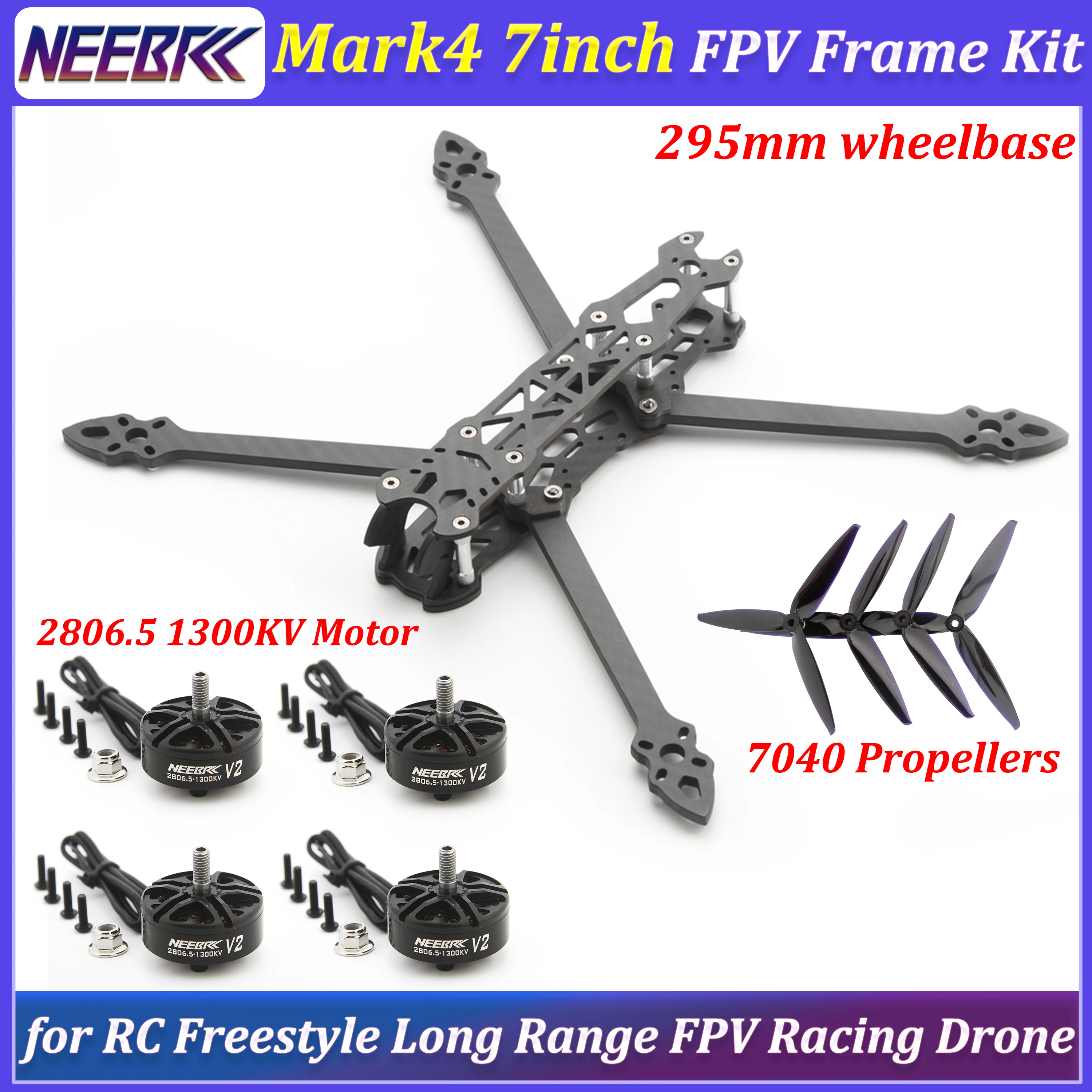 Mark4 7inch 295mm FPV Carbon Fiber Frame Kit 2806.5 1300KV Motor 7040 Propellers for RC Freestyle Long Range FPV Racing Drone
Mark4 7inch 295mm FPV Carbon Fiber Frame Kit 2806.5 1300KV Motor 7040 Propellers for RC Freestyle Long Range FPV Racing Drone