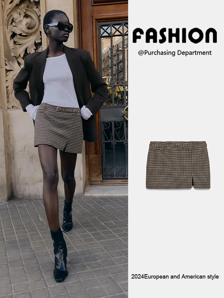 Модная клетчатая юбка с высокой талией и поясом, женские брюки, Новое поступление, зима 2025 г., универсальные брюки Ele, гибридная юбка
Модная клетчатая юбка с высокой талией и поясом, женские брюки, Новое поступление, зима 2025 г., универсальные брюки Ele, гибридная юбка