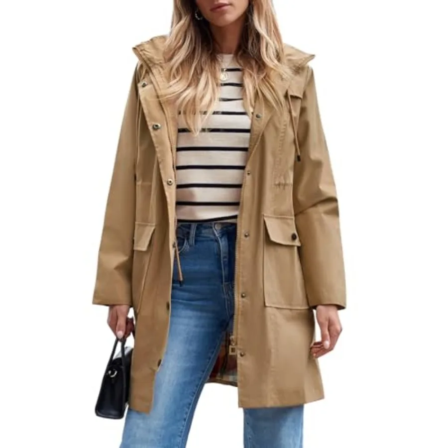Women's Waterproof Rain Jacket Long Raincoat Hooded Windbreaker Trench Coat
Women's Waterproof Rain Jacket Long Raincoat Hooded Windbreaker Trench Coat
