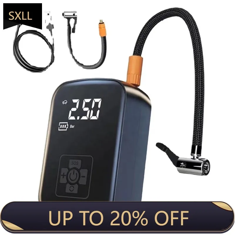 SXLL High-end 3D curved screen portable tire inflator 150PSI air compressor 12v wireless mini car electric tire inflator pump
SXLL High-end 3D curved screen portable tire inflator 150PSI air compressor 12v wireless mini car electric tire inflator pump