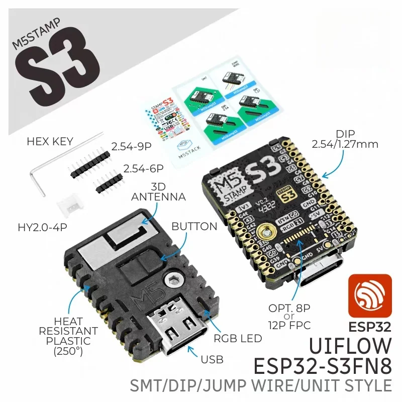 Official M5Stack M5StampS3 Core Board ESP32S3 Development Board IoT Wireless Module
Official M5Stack M5StampS3 Core Board ESP32S3 Development Board IoT Wireless Module