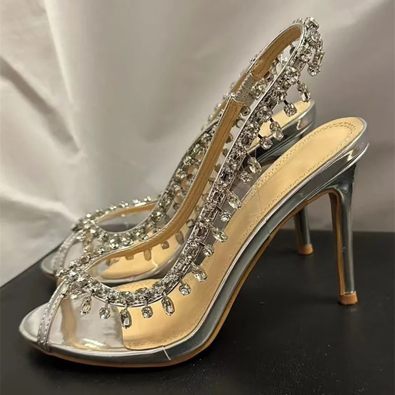 2024 Spring/Summer Wedding Party Shoes Sexy Open toed Transparent PVC Women's High Heels Luxury Crystal Tassel Strap Thin High H
2024 Spring/Summer Wedding Party Shoes Sexy Open toed Transparent PVC Women's High Heels Luxury Crystal Tassel Strap Thin High H