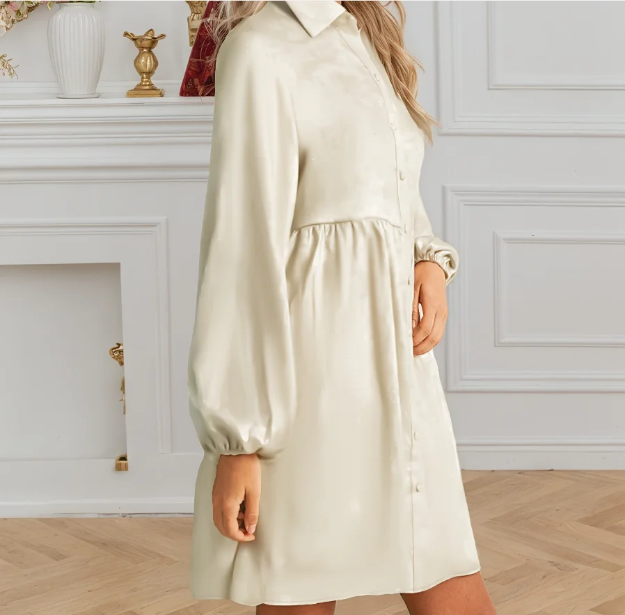 Women Dress 2026 New Spring Autumn Solid Color Turn-Down Collar Long Sleeve Loose Fit Versatile Casual Mini Shirt Dress
Women Dress 2026 New Spring Autumn Solid Color Turn-Down Collar Long Sleeve Loose Fit Versatile Casual Mini Shirt Dress