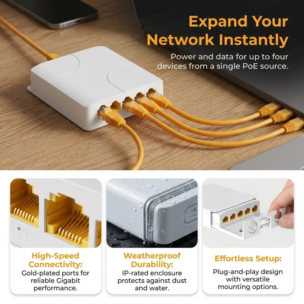 4 Port PoE Extender Gigabit Industrial Network Switch Repeater Waterproof 100/1000Mbps PoE Repeater
4 Port PoE Extender Gigabit Industrial Network Switch Repeater Waterproof 100/1000Mbps PoE Repeater