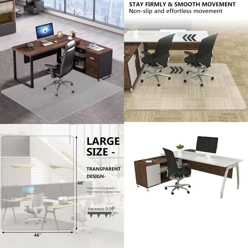 Large Clear Office Chair Mat for Low Pile Carpets - 46 x 60, Smooth Glide Floor Protector for Home and Work Spaces
Large Clear Office Chair Mat for Low Pile Carpets - 46 x 60, Smooth Glide Floor Protector for Home and Work Spaces