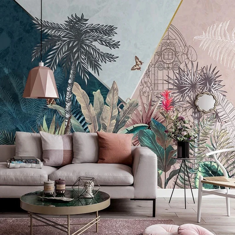Nordic Hand Painted Tropical Plants 3D Geometric Rainforest Palm Tree Mural Living Room TV Background Wall Paper Papel De Parede
Nordic Hand Painted Tropical Plants 3D Geometric Rainforest Palm Tree Mural Living Room TV Background Wall Paper Papel De Parede