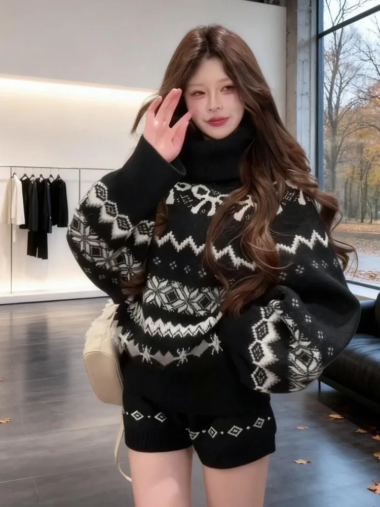 Уникальный осенне-зимний вязаный свитер с высоким воротником и брюки ort, женский сладкий и пряный комплект Sle Fair Isle Faion
Уникальный осенне-зимний вязаный свитер с высоким воротником и брюки ort, женский сладкий и пряный комплект Sle Fair Isle Faion