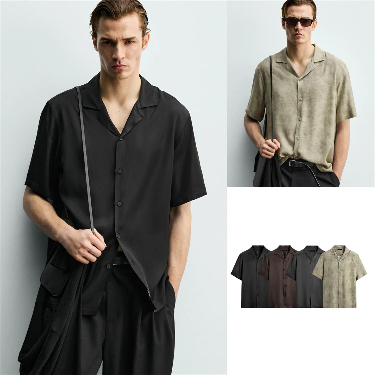 Loose Fit Silk Satin Casual Style Men's Shirt Fashionable Viscose Drapey Fabric Standard Fit Short Sleeve Youth Trend Summer New
Loose Fit Silk Satin Casual Style Men's Shirt Fashionable Viscose Drapey Fabric Standard Fit Short Sleeve Youth Trend Summer New