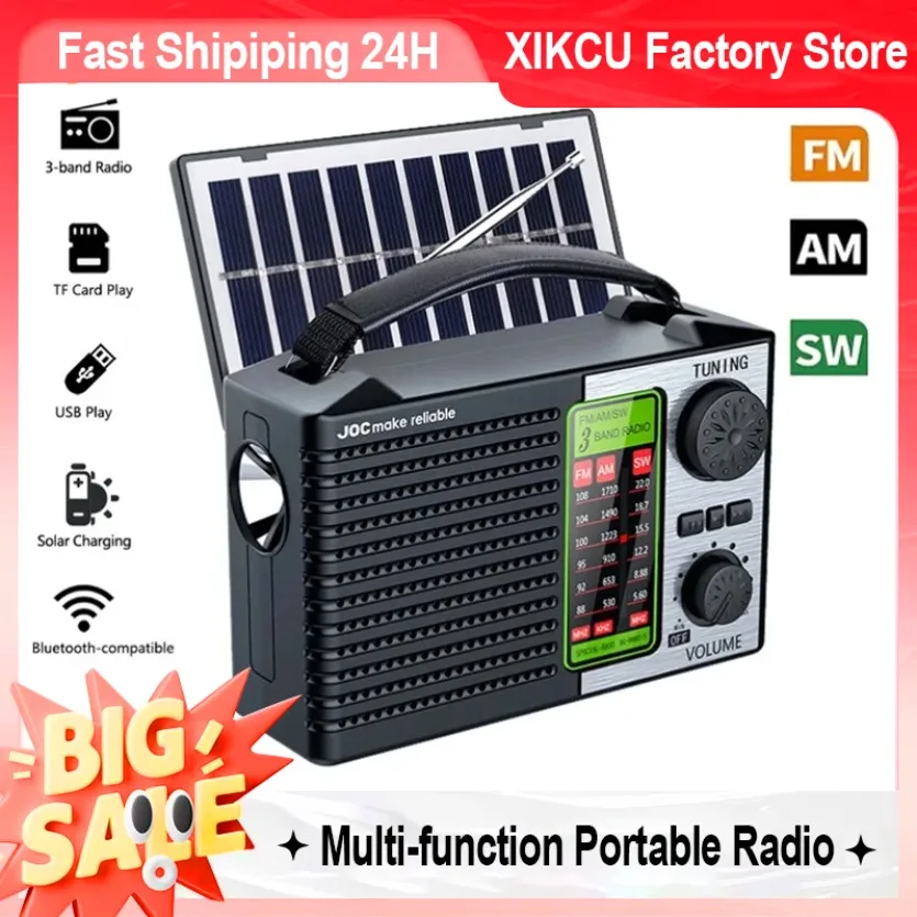 XIKCU Multi-function Portable Radio FM AM SW Rechargeable USB TF Outdoor Solar Wireless Speaker Bluetooth With FM Radio Receiver
XIKCU Multi-function Portable Radio FM AM SW Rechargeable USB TF Outdoor Solar Wireless Speaker Bluetooth With FM Radio Receiver