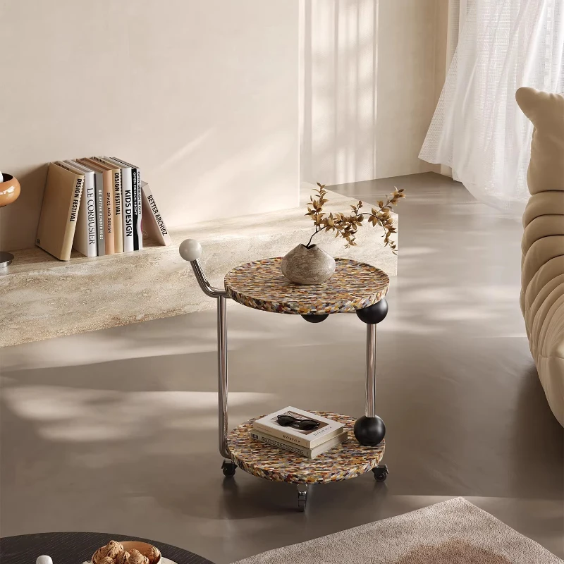 Italian light luxury cart side table, movable pulley, living room small apartment side table
Italian light luxury cart side table, movable pulley, living room small apartment side table