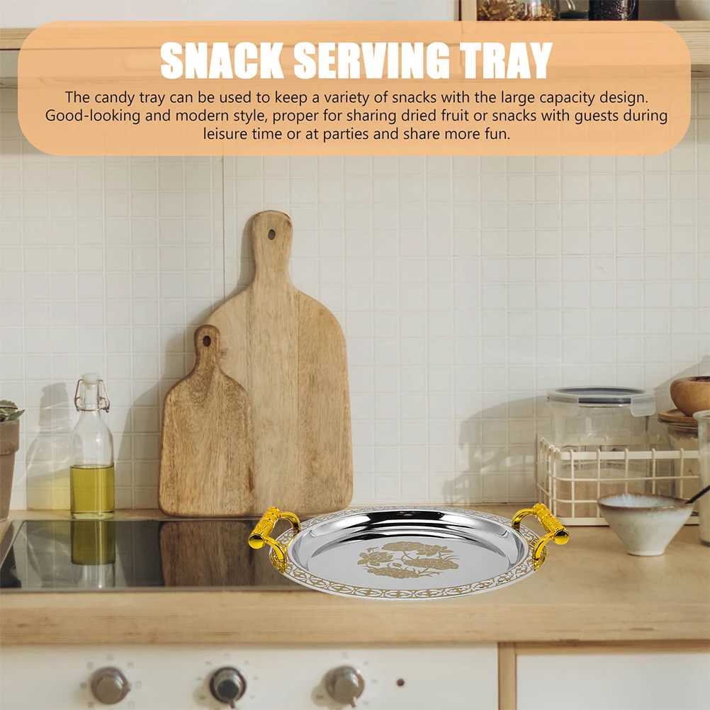 Golden Pattern Tray Kitchen European Style Serving Jewelry Container Fruit Storage Stainless Plastic Candy Snack Nuts
Golden Pattern Tray Kitchen European Style Serving Jewelry Container Fruit Storage Stainless Plastic Candy Snack Nuts
