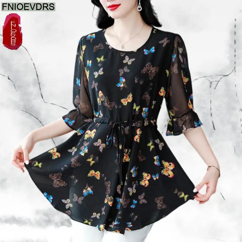 Women Flower Floral Long Tunic Drawstring Lace-Up Black Chiffon Shirt Blouses Shirring Bow Tie Retro Vintage Loose Peplum Tops
Women Flower Floral Long Tunic Drawstring Lace-Up Black Chiffon Shirt Blouses Shirring Bow Tie Retro Vintage Loose Peplum Tops